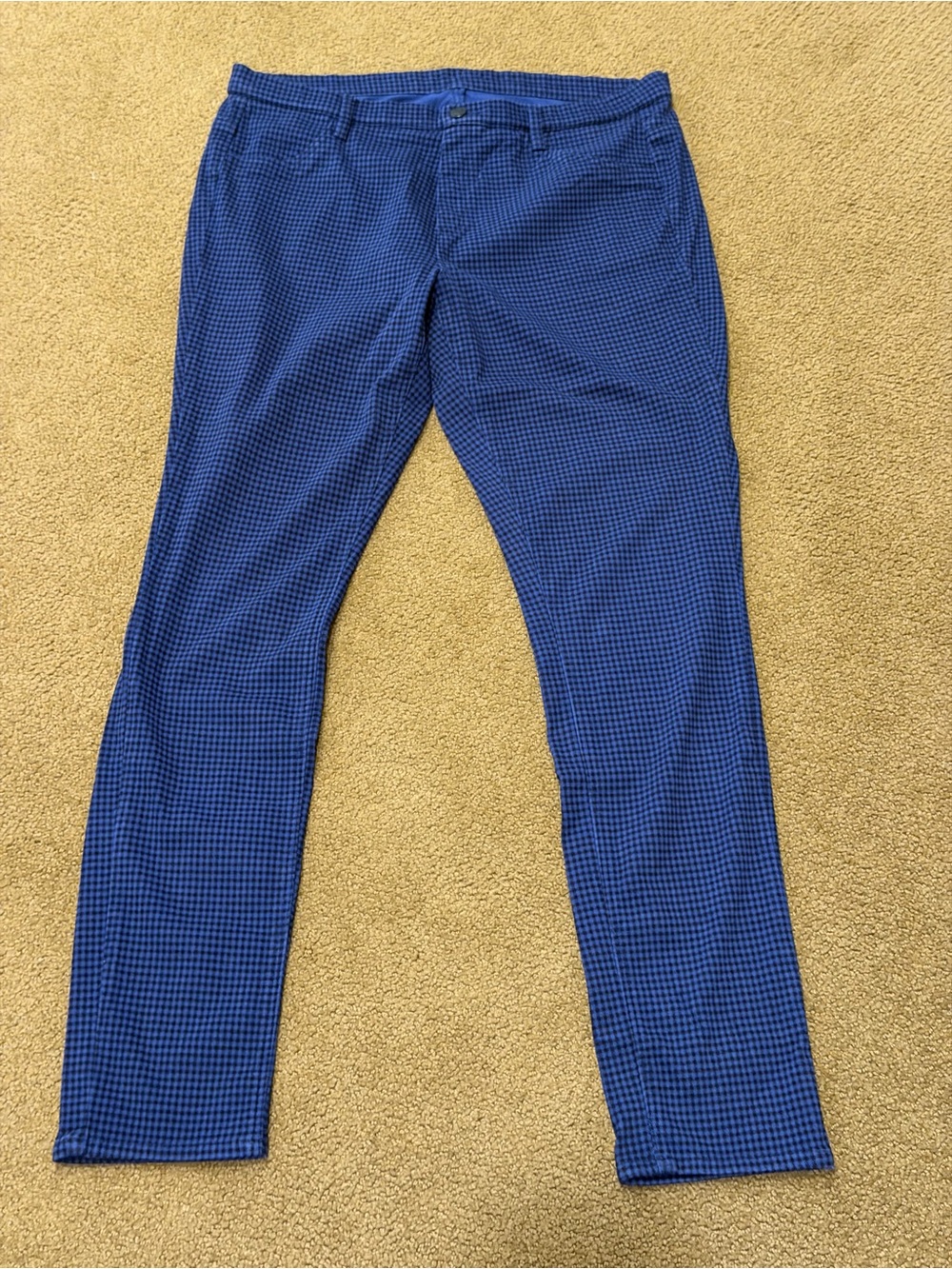 Uniqlo Blue Micro-Check Ultra Stretch Leggings Pants